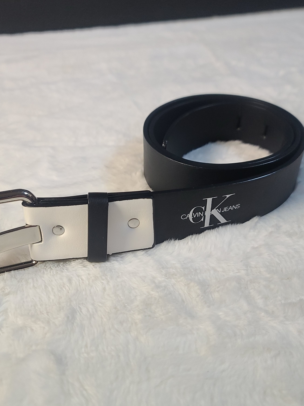 Calvin Klein Jeans Black Belt with White Accent